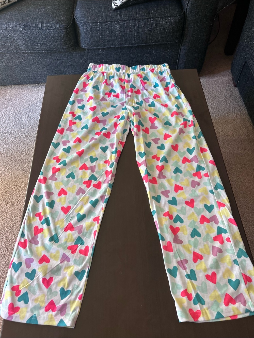 Cat & Jack White Pajama Pants with Multicolor Heart Print